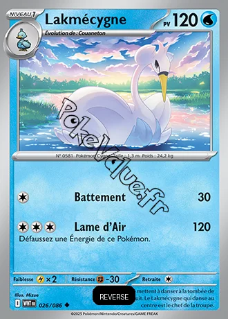 Carte Pokémon Lakmécygne Reverse n°26 de la série Flamme Blanche