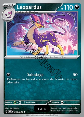 Carte Pokémon Léopardus Reverse n°56 de la série Flamme Blanche