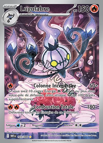 Carte Pokémon Lugulabre  n°103 de la série Flamme Blanche