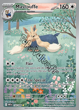 Carte Pokémon Mastouffe  n°156 de la série Flamme Blanche