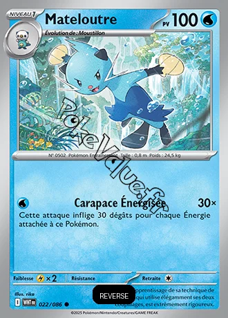 Carte Pokémon Mateloutre Reverse n°22 de la série Flamme Blanche