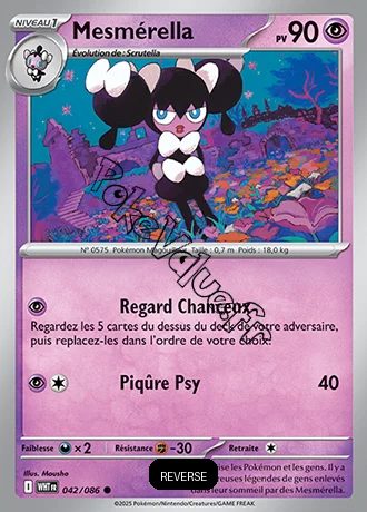 Carte Pokémon Mesmérella Reverse n°42 de la série Flamme Blanche