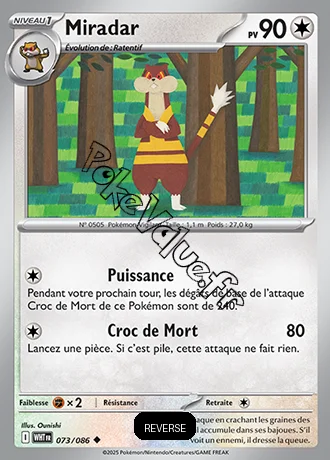 Carte Pokémon Miradar Reverse n°73 de la série Flamme Blanche