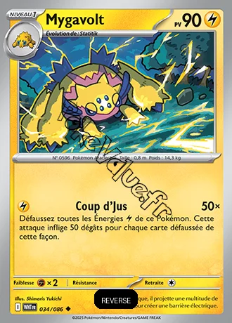 Carte Pokémon Mygavolt Reverse n°34 de la série Flamme Blanche
