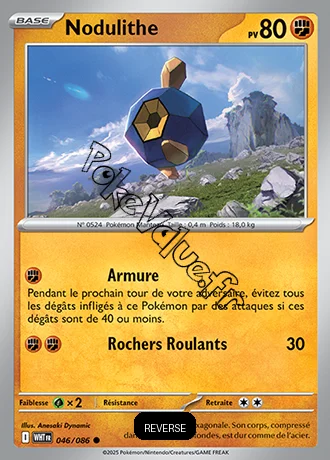 Carte Pokémon Nodulithe Reverse n°46 de la série Flamme Blanche