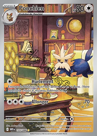 Carte Pokémon Ponchien  n°155 de la série Flamme Blanche