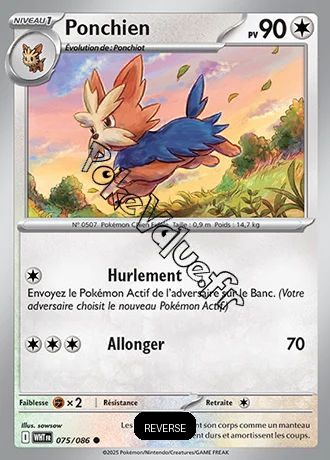 Carte Pokémon Ponchien Reverse n°75 de la série Flamme Blanche
