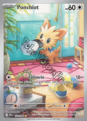 Carte Pokémon Ponchiot  n°154 de la série Flamme Blanche