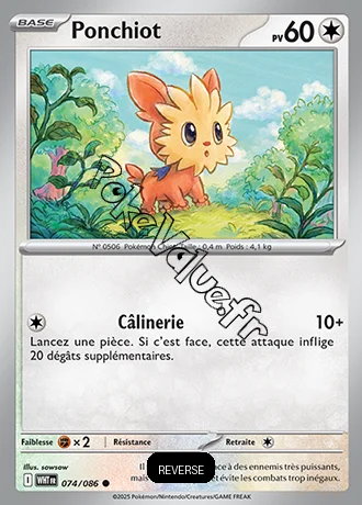 Carte Pokémon Ponchiot Reverse n°74 de la série Flamme Blanche