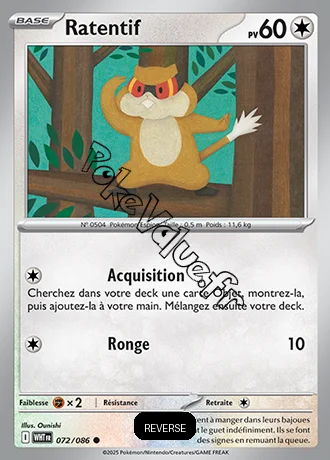 Carte Pokémon Ratentif Reverse n°72 de la série Flamme Blanche