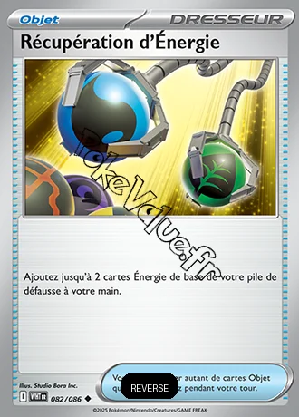 Carte Pokémon Récupération d’Énergie Reverse n°82 de la série Flamme Blanche