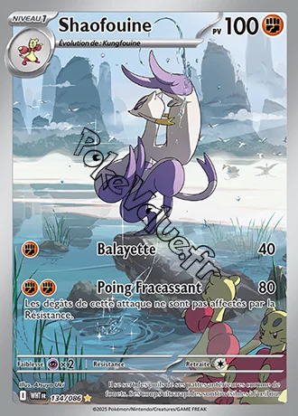 Carte Pokémon Shaofouine  n°134 de la série Flamme Blanche