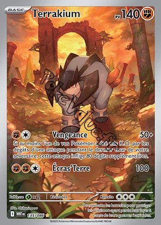 Carte Pokémon Terrakium  n°135 de la série Flamme Blanche