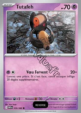 Carte Pokémon Tutafeh Reverse n°39 de la série Flamme Blanche