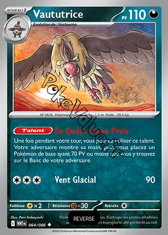 Carte Pokémon Vaututrice Reverse n°64 de la série Flamme Blanche
