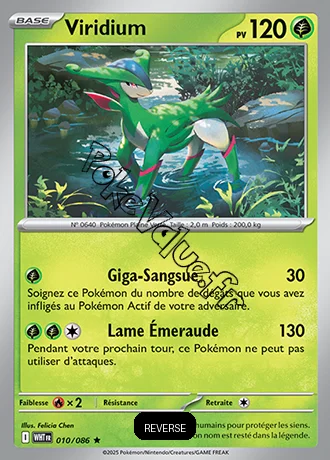 Carte Pokémon Viridium Reverse n°10 de la série Flamme Blanche