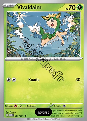 Carte Pokémon Vivaldaim Reverse n°6 de la série Flamme Blanche