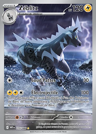 Carte Pokémon Zéblitz  n°115 de la série Flamme Blanche
